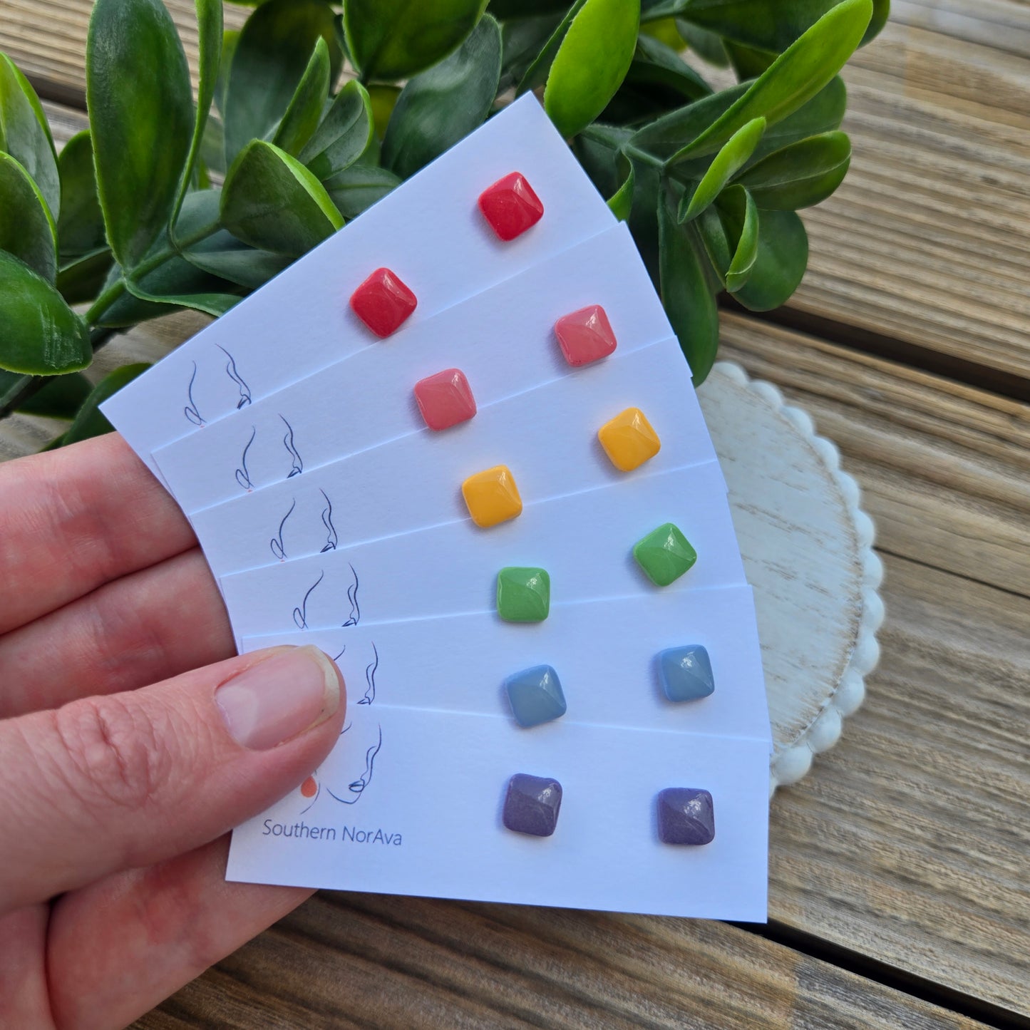 Clay Studs - Mini Squares - Island Time
