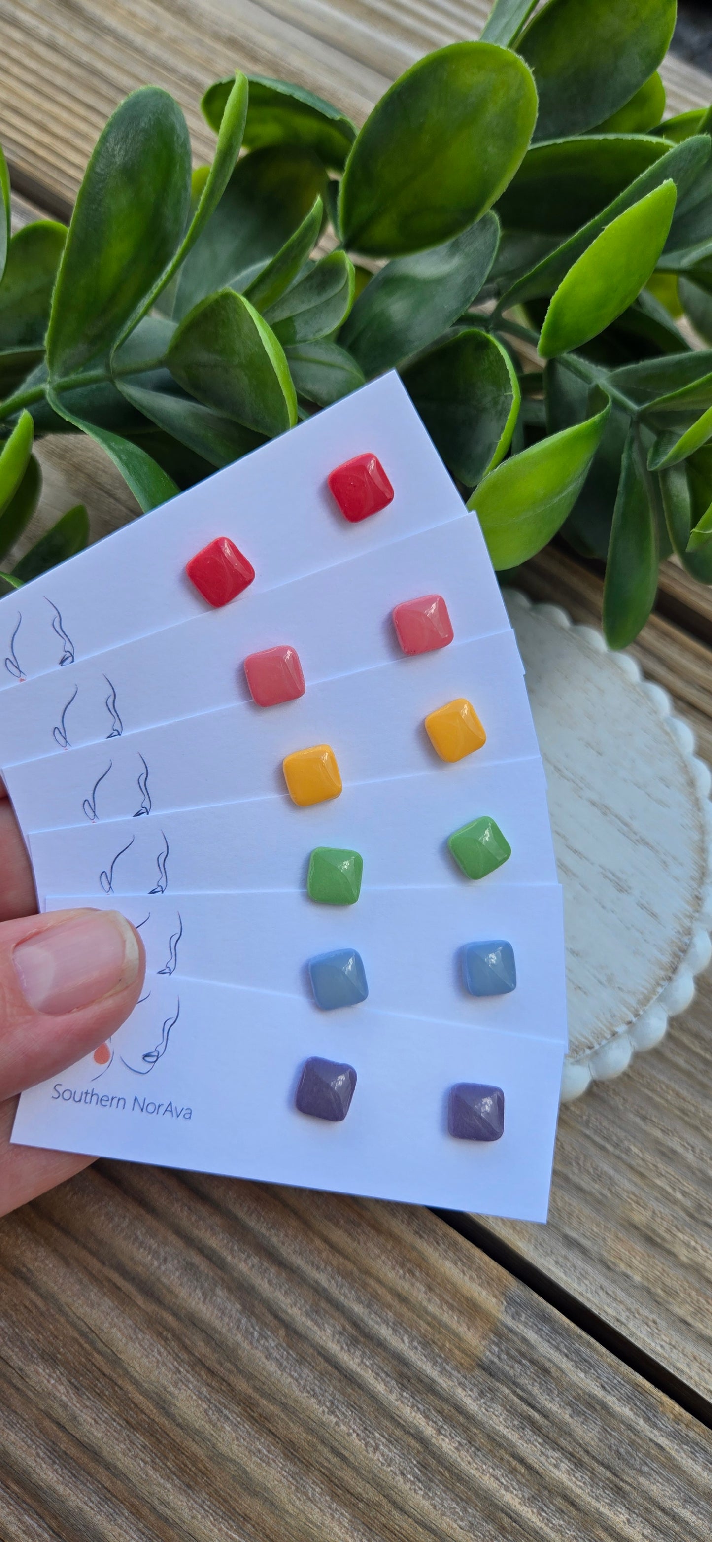 Clay Studs - Mini Squares - Island Time