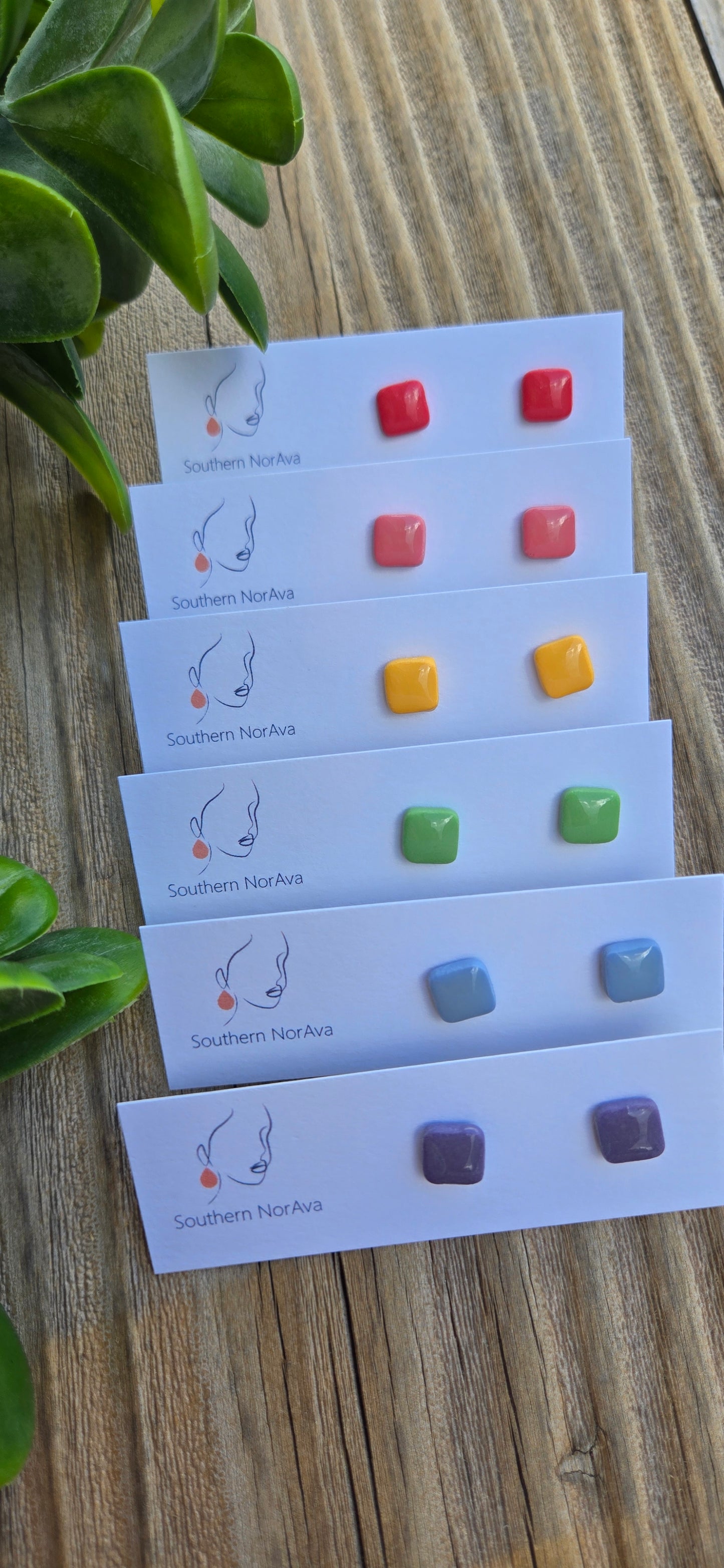 Clay Studs - Mini Squares - Island Time