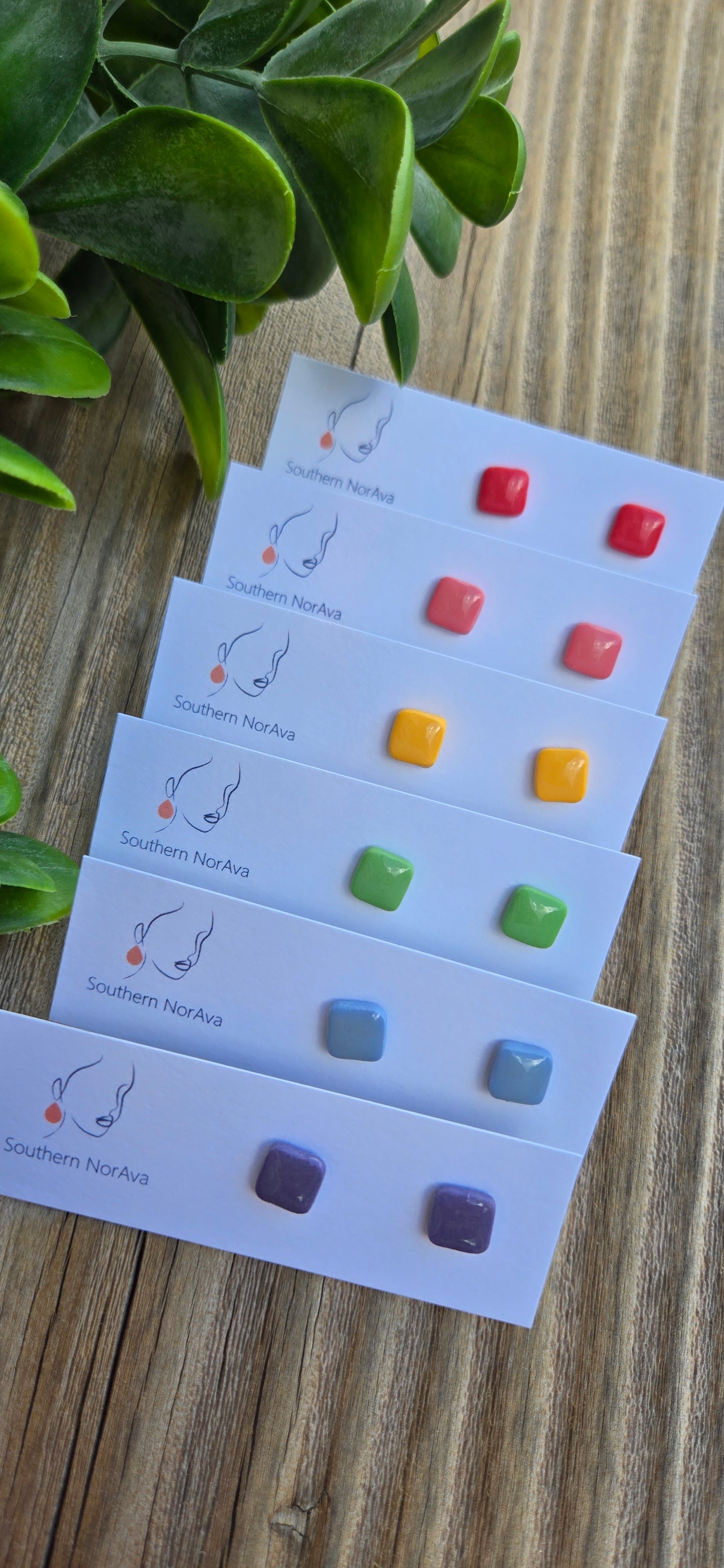 Clay Studs - Mini Squares - Island Time