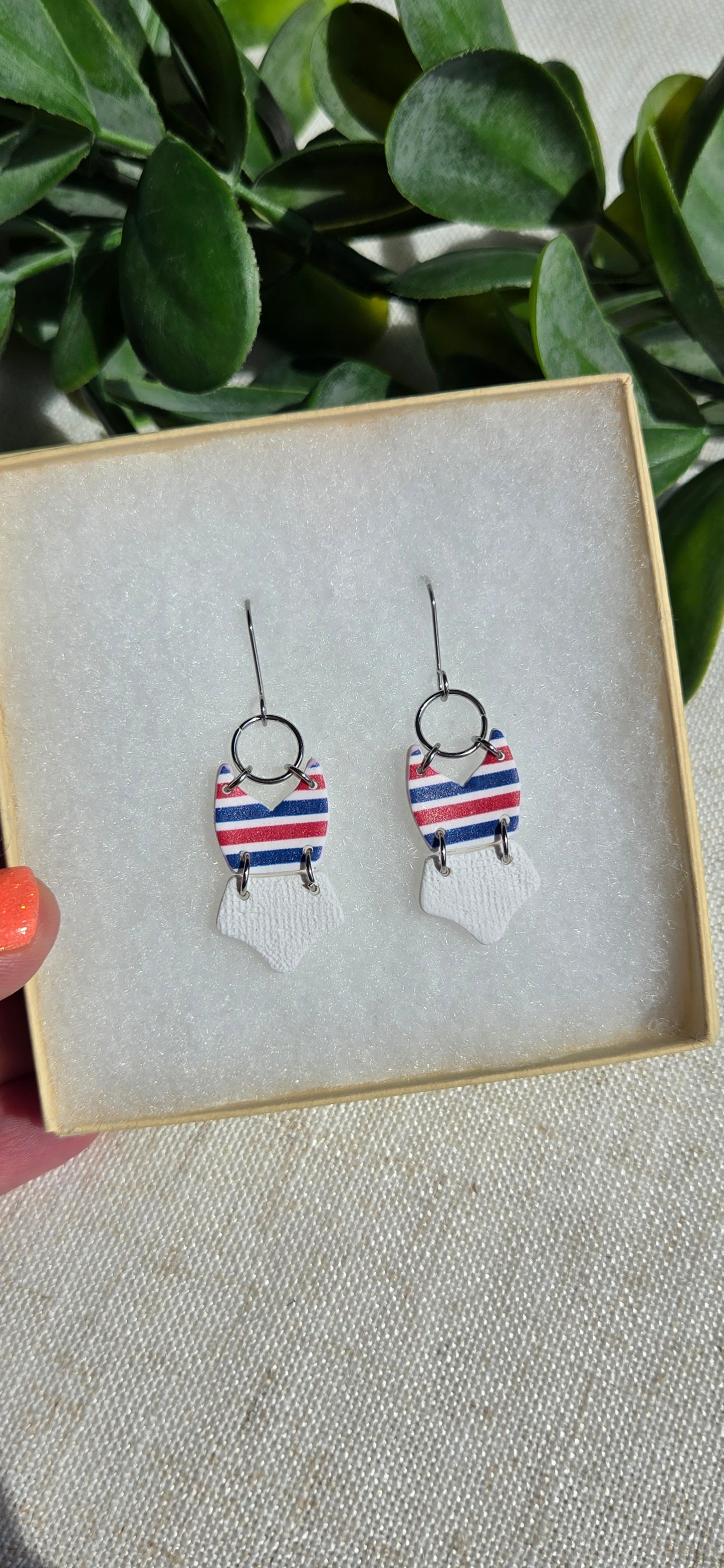 Clay Swimsuit Dangle - Patriotic Stripes