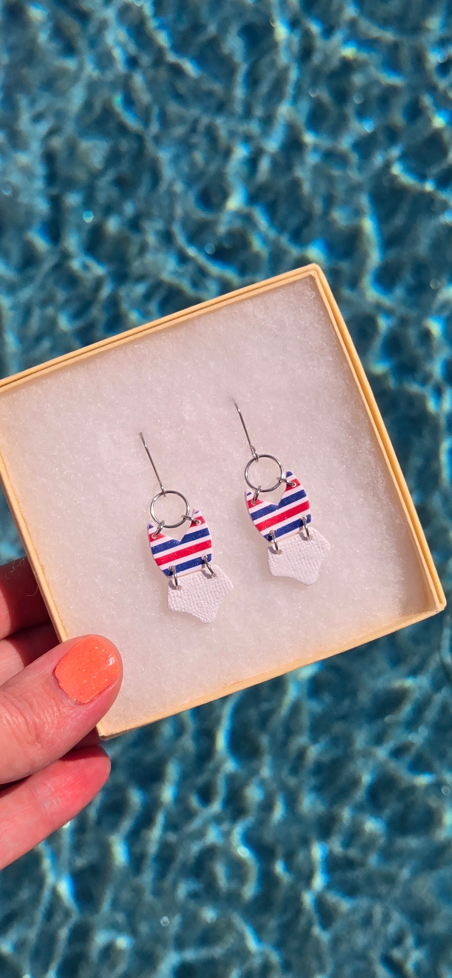 Clay Swimsuit Dangle - Patriotic Stripes