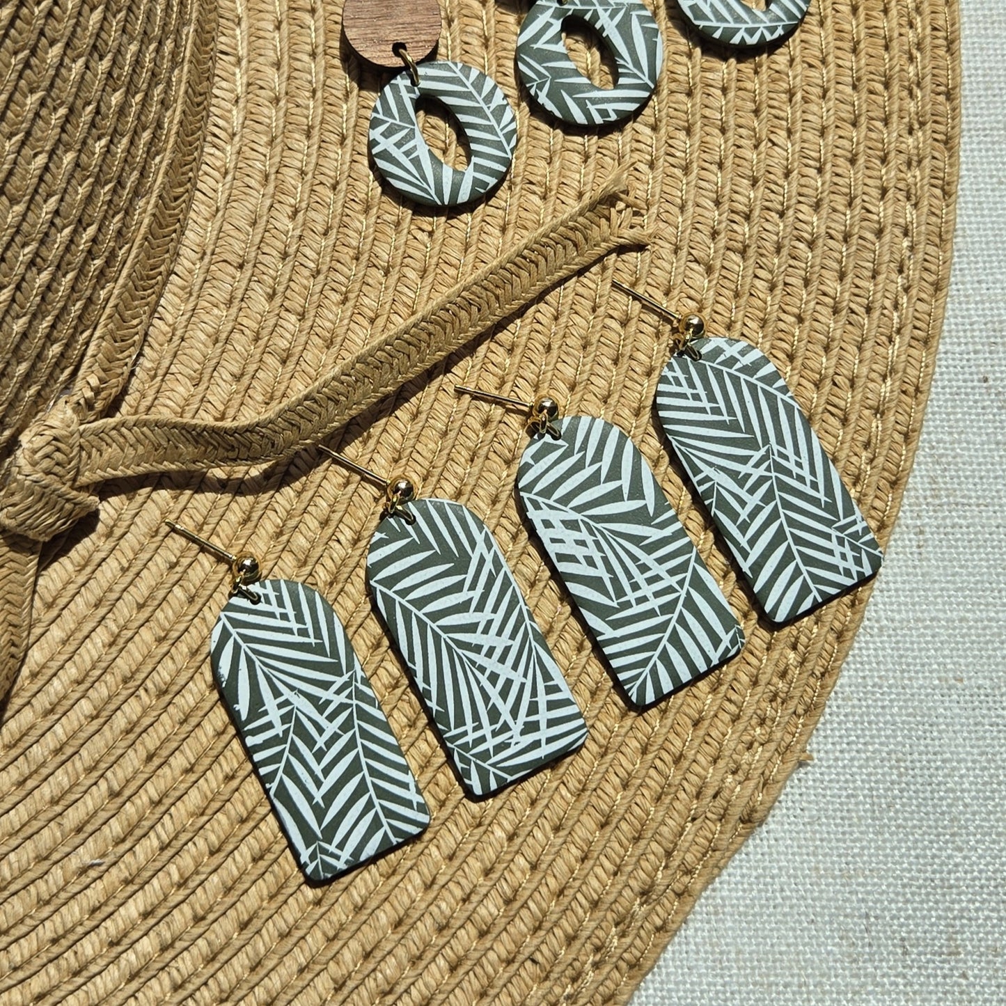 Beachy Clay - Green Fern Dangles