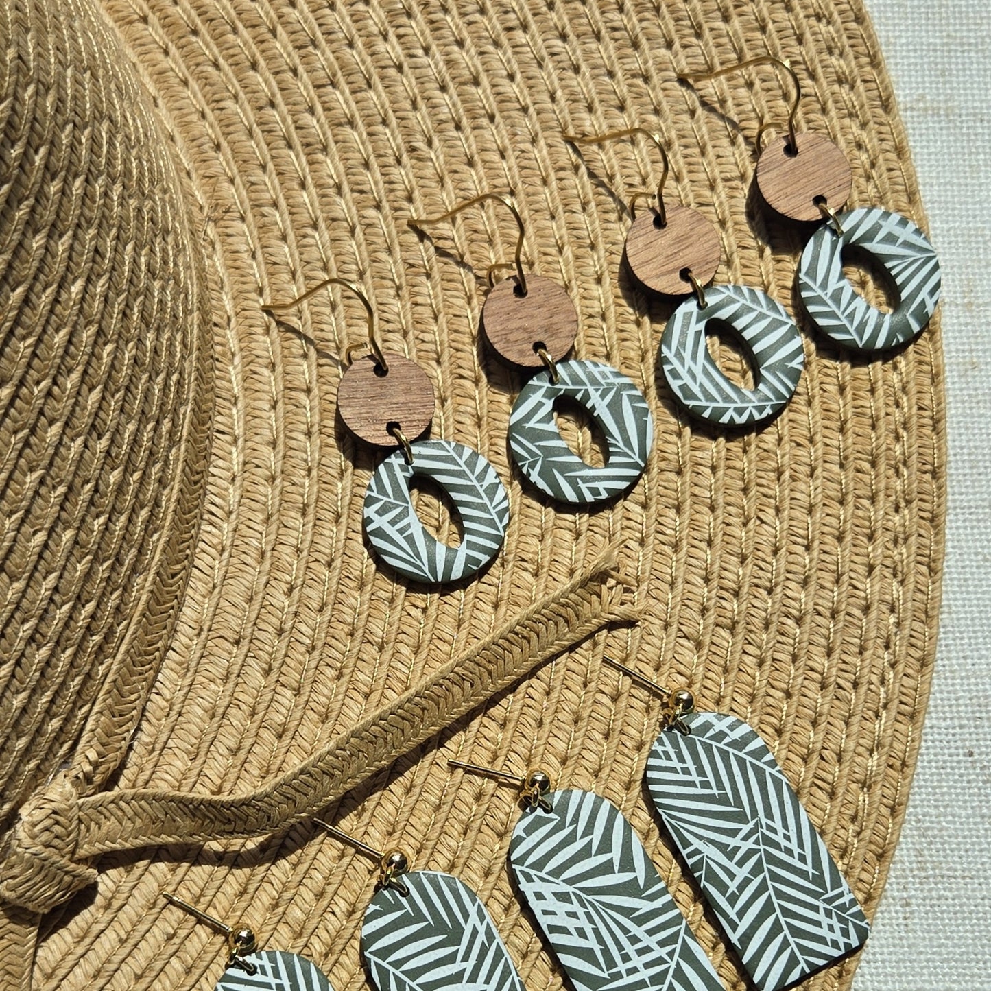 Beachy Clay - Green Fern Dangles