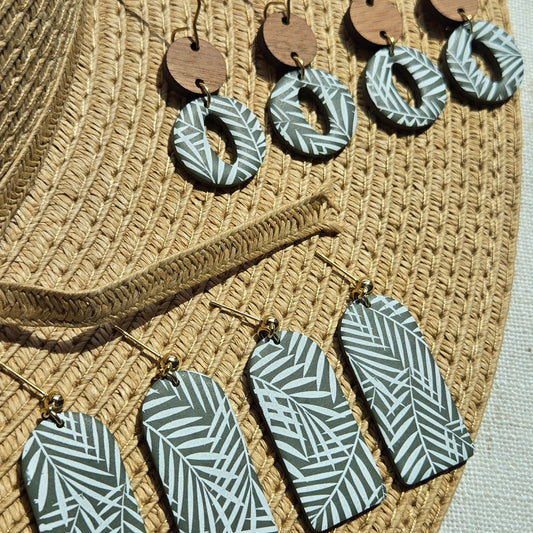 Beachy Clay - Green Fern Dangles
