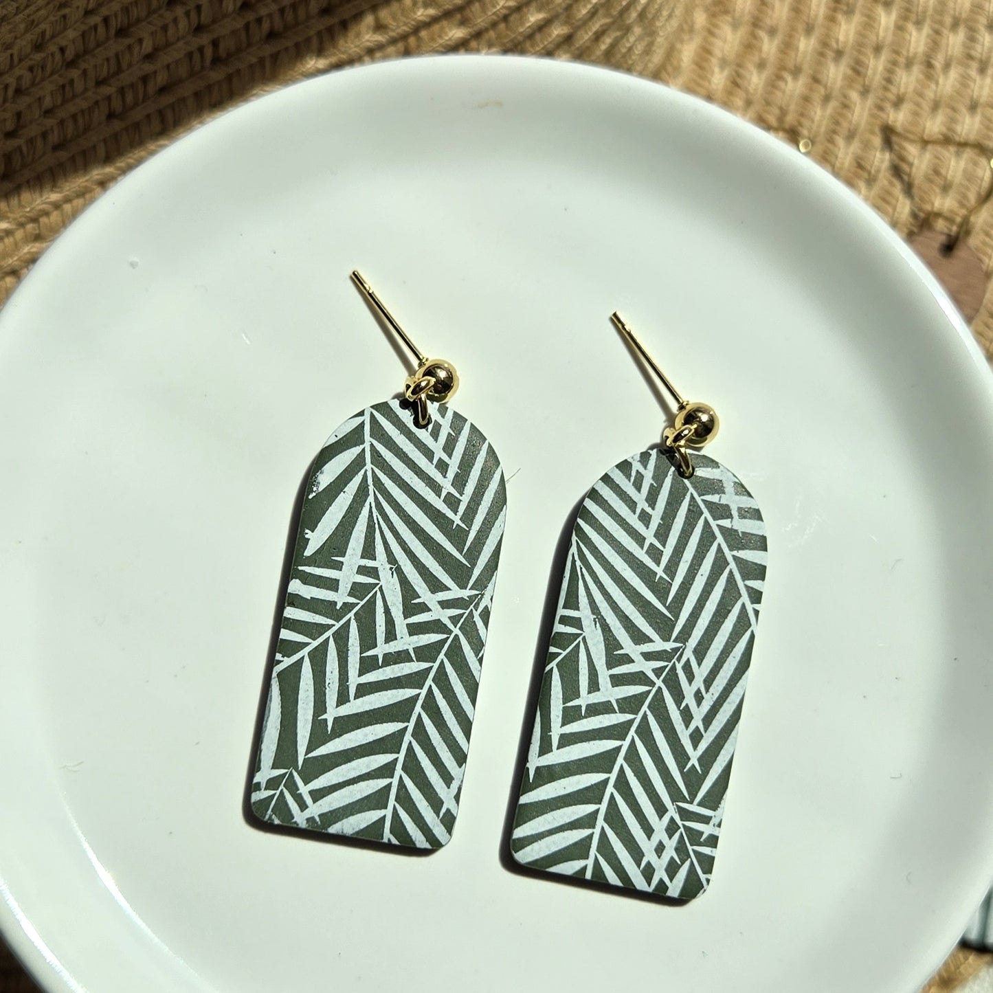 Beachy Clay - Green Fern Dangles