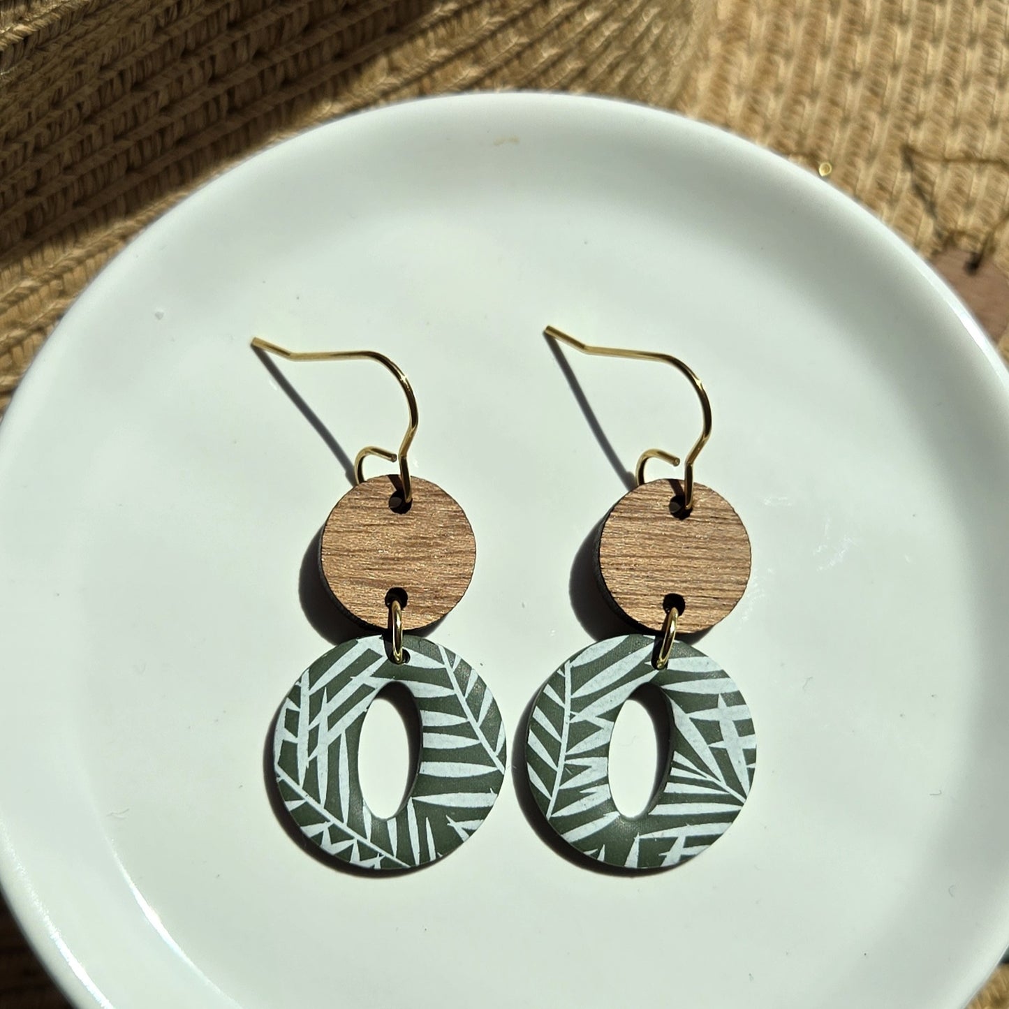 Beachy Clay - Green Fern Dangles