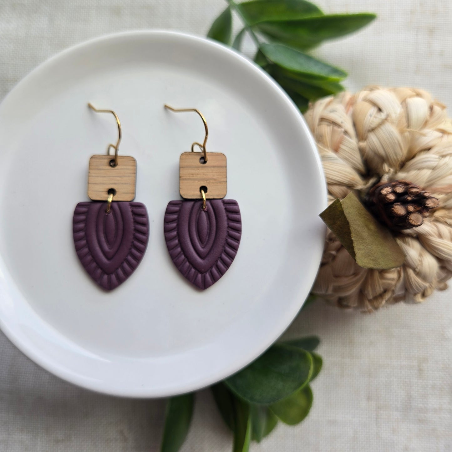 Clay Dangles - Boho with Wood