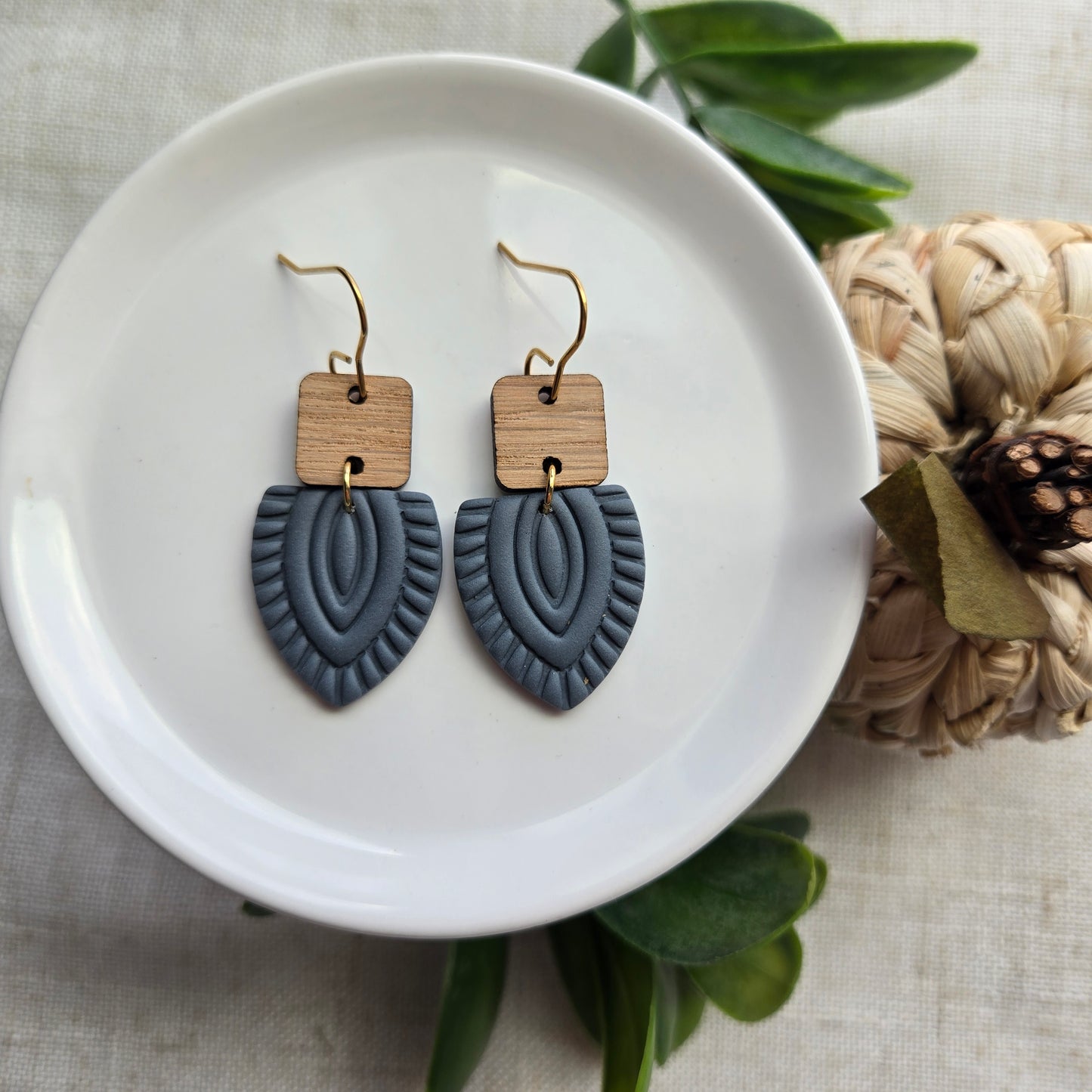 Clay Dangles - Boho with Wood