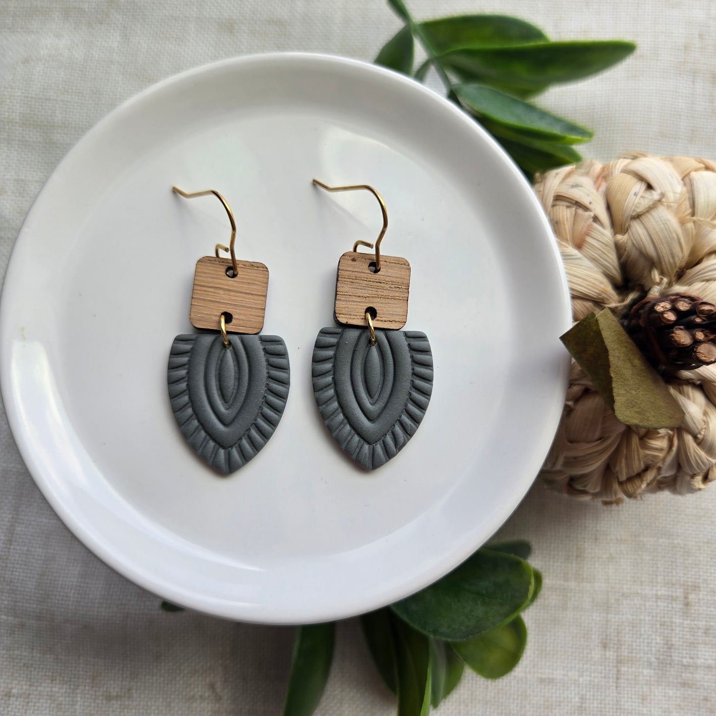 Clay Dangles - Boho with Wood