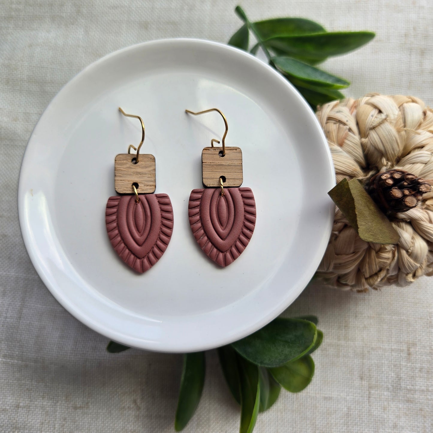 Clay Dangles - Boho with Wood