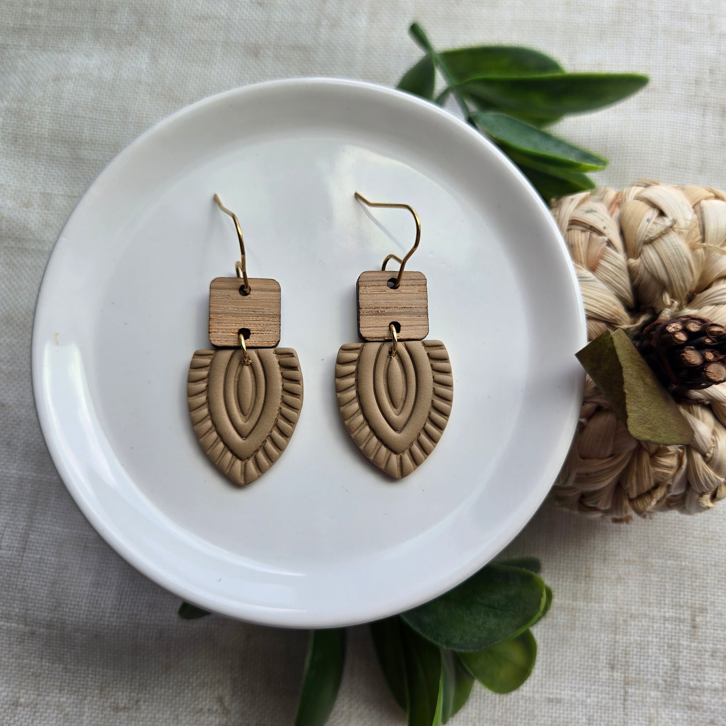 Clay Dangles - Boho with Wood