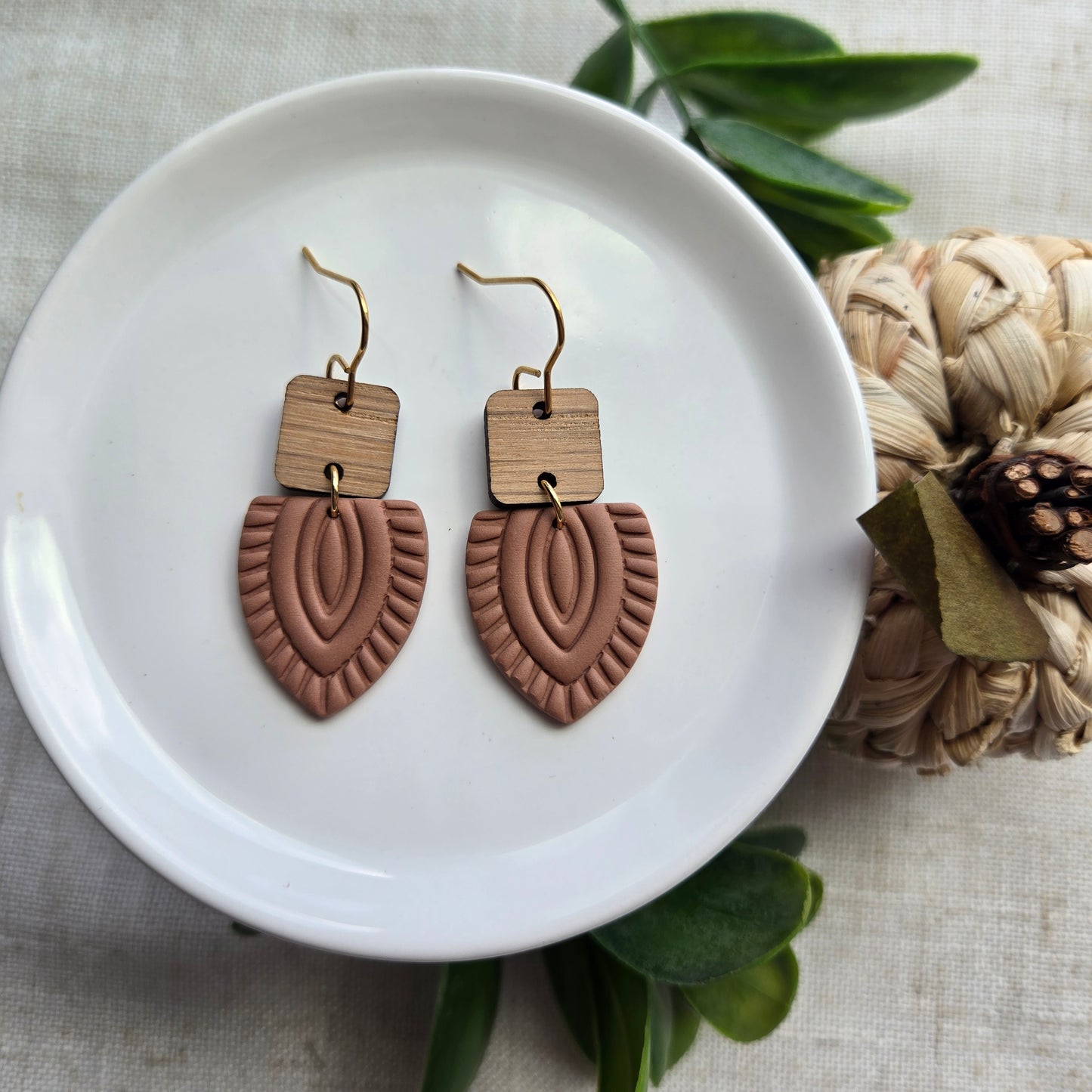 Clay Dangles - Boho with Wood