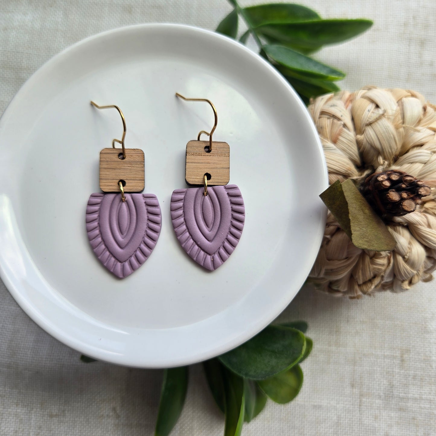 Clay Dangles - Boho with Wood
