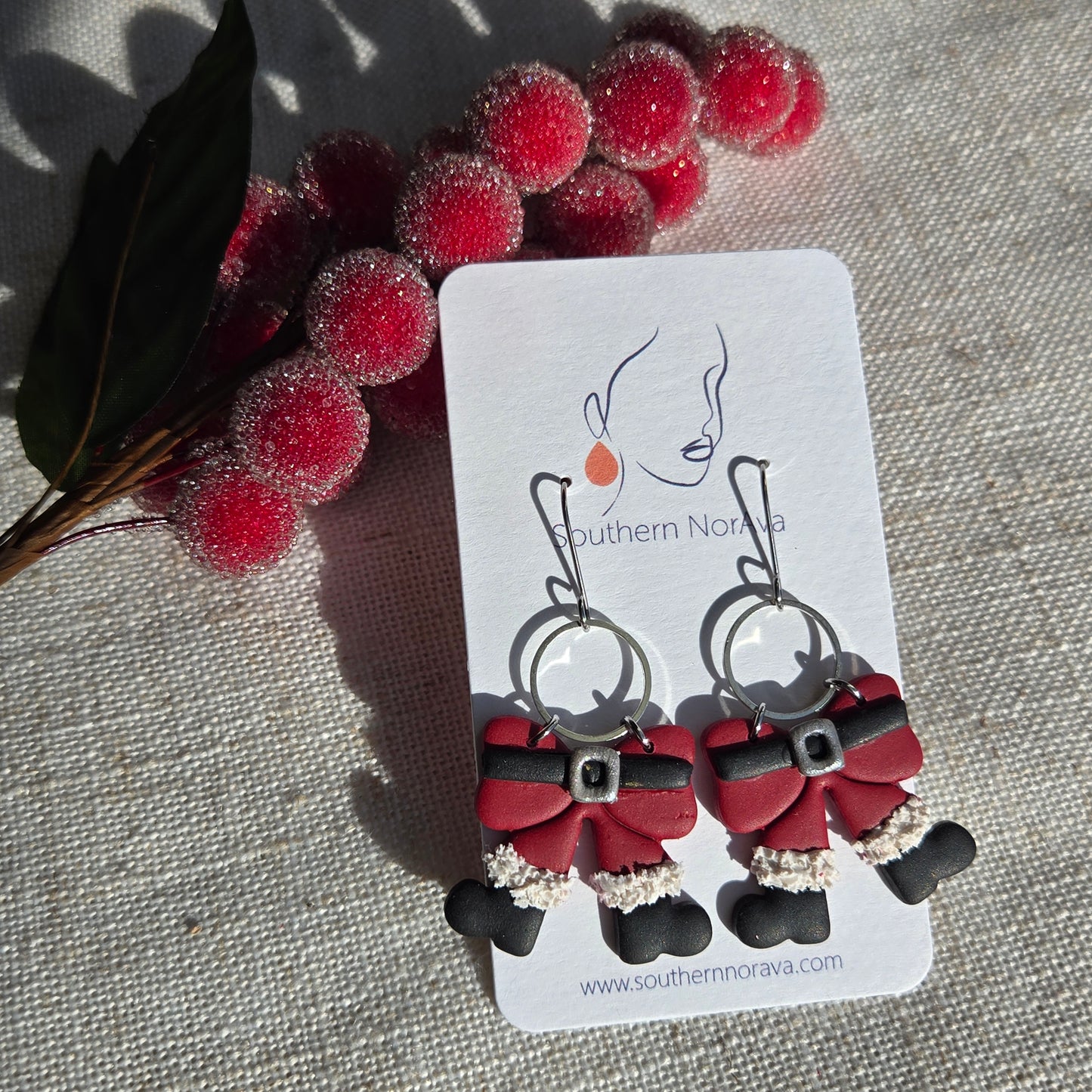 2025 Holiday - Clay - Santa Bow