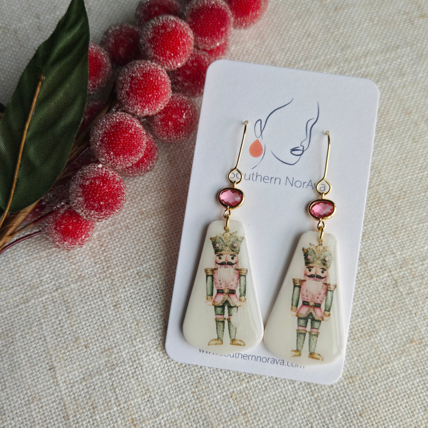 2025 Holiday - Clay Transfer - Pink and Mint Nutcracker