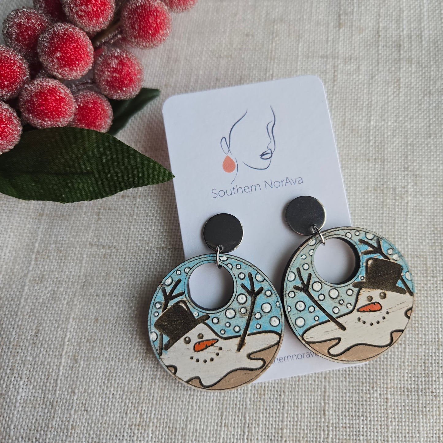 2025 Holiday - Hand Painted Wood - Melting Snowman