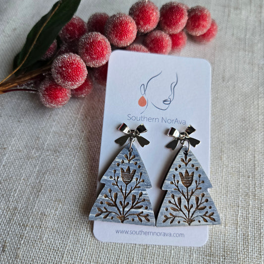 2025 Holiday - Hand Painted Wood - Nordic Tree Blue