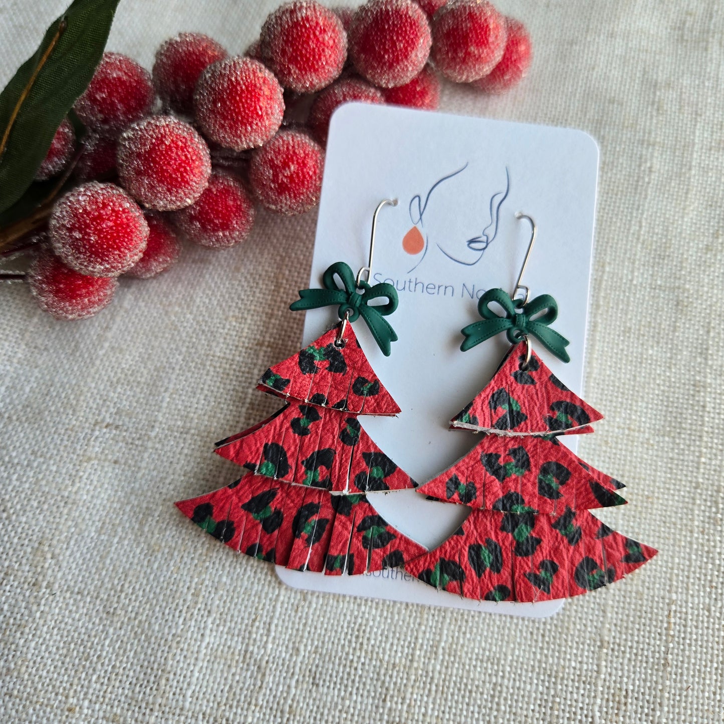 2025 Holiday - Leather - Christmas Leopard Trees