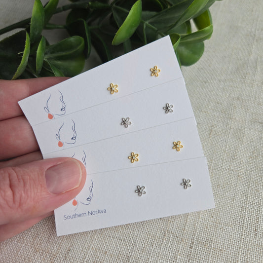 Mini Studs - Flowers with CZ Centers