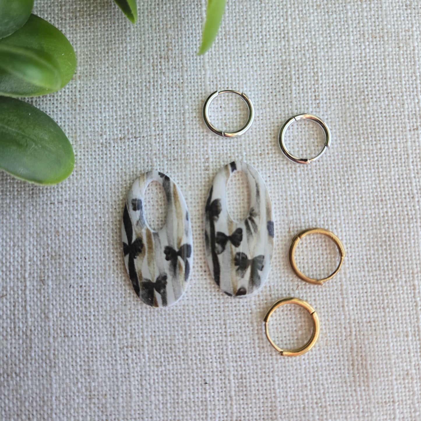 New Year's Collection - Clay - Bow Dangles on Huggies