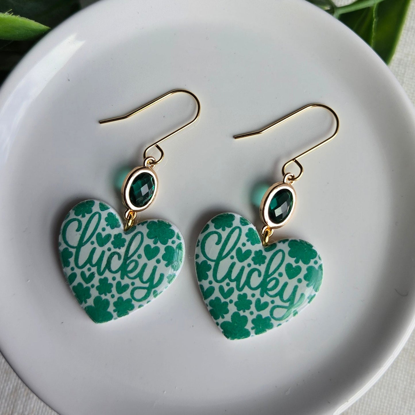 Lucky Green Heart Dangles