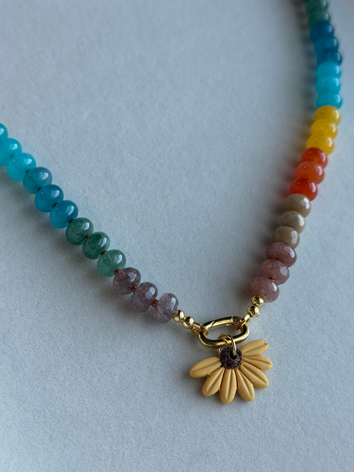 Sunflower Beaded Charm Necklace