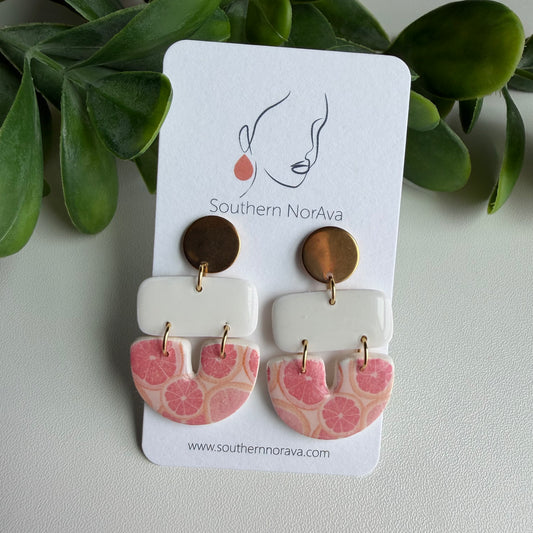 Summer Picnic - Grapefruit Stud Drops