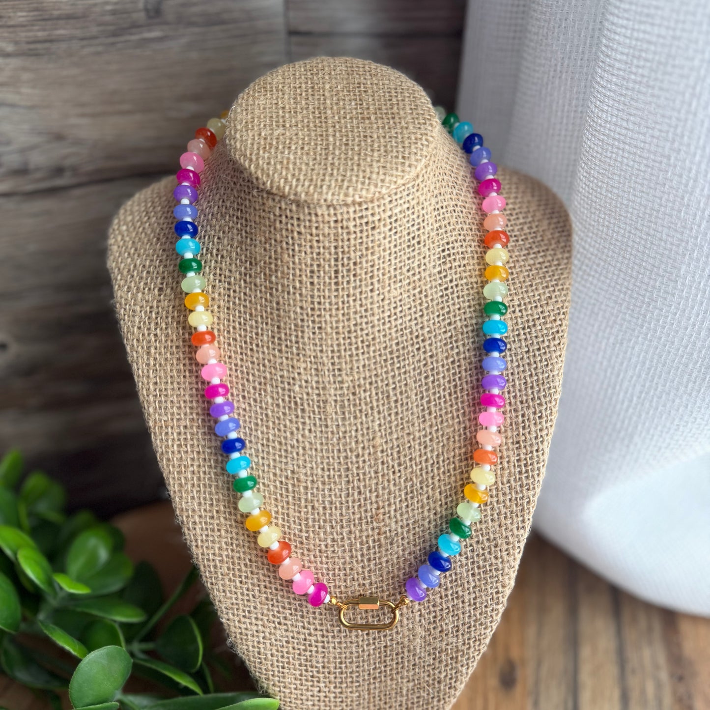 Summer Fun Rainbow Beaded Charm Necklace