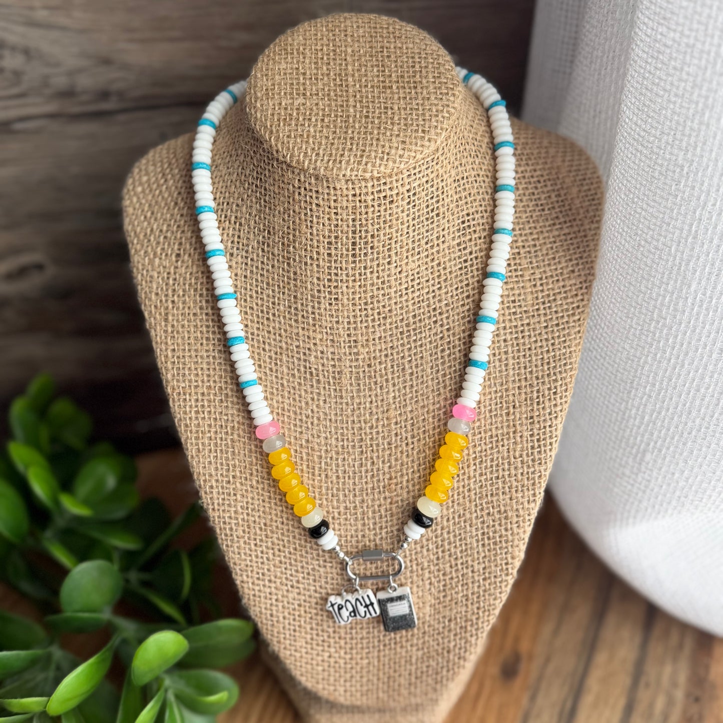 Teacher Beaded Charm Necklace