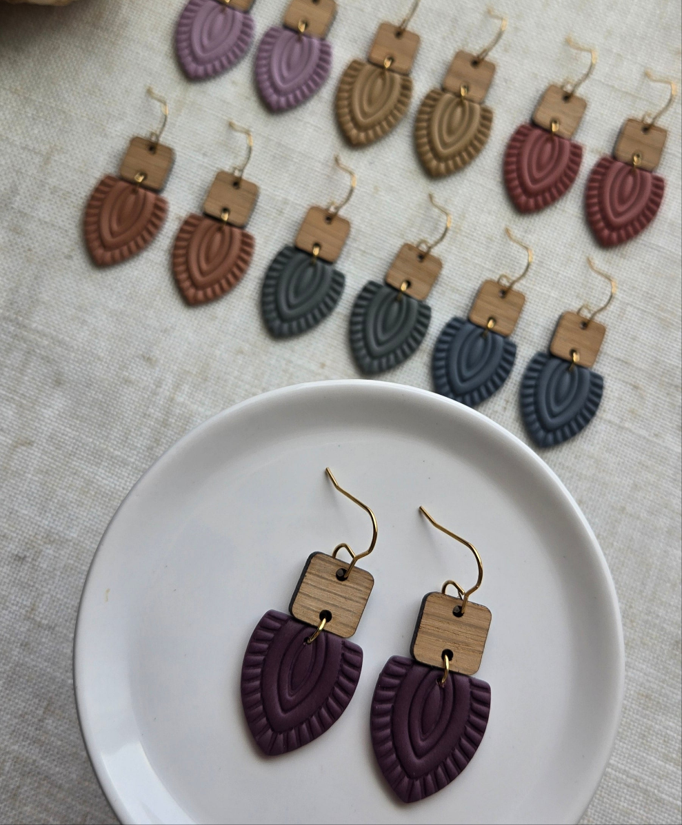 Clay Dangles - Boho with Wood