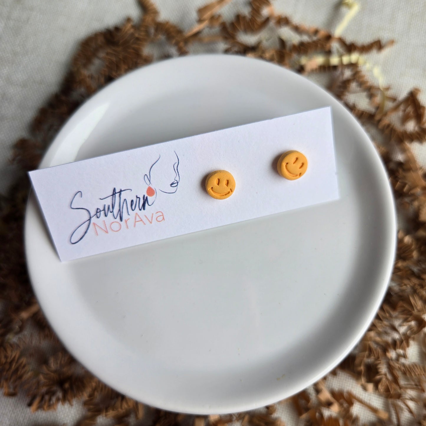 Clay - Smiley Face Stud - Yellow