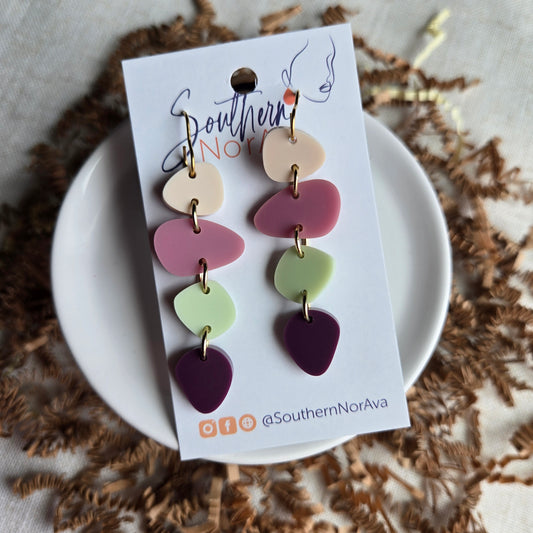 Acrylic Stacked Dangles - Plum