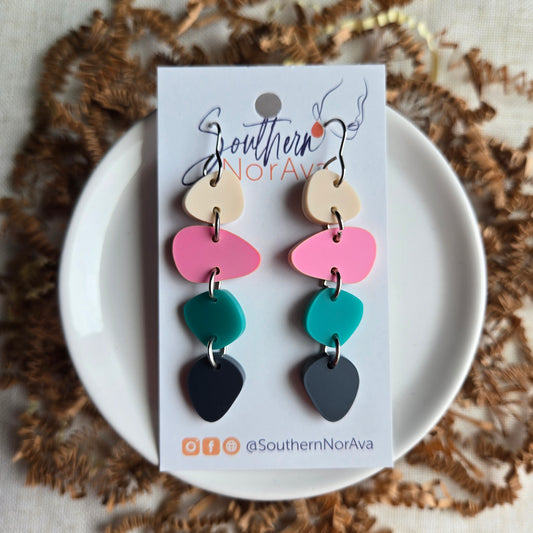 Acrylic Stacked Dangles - Blues