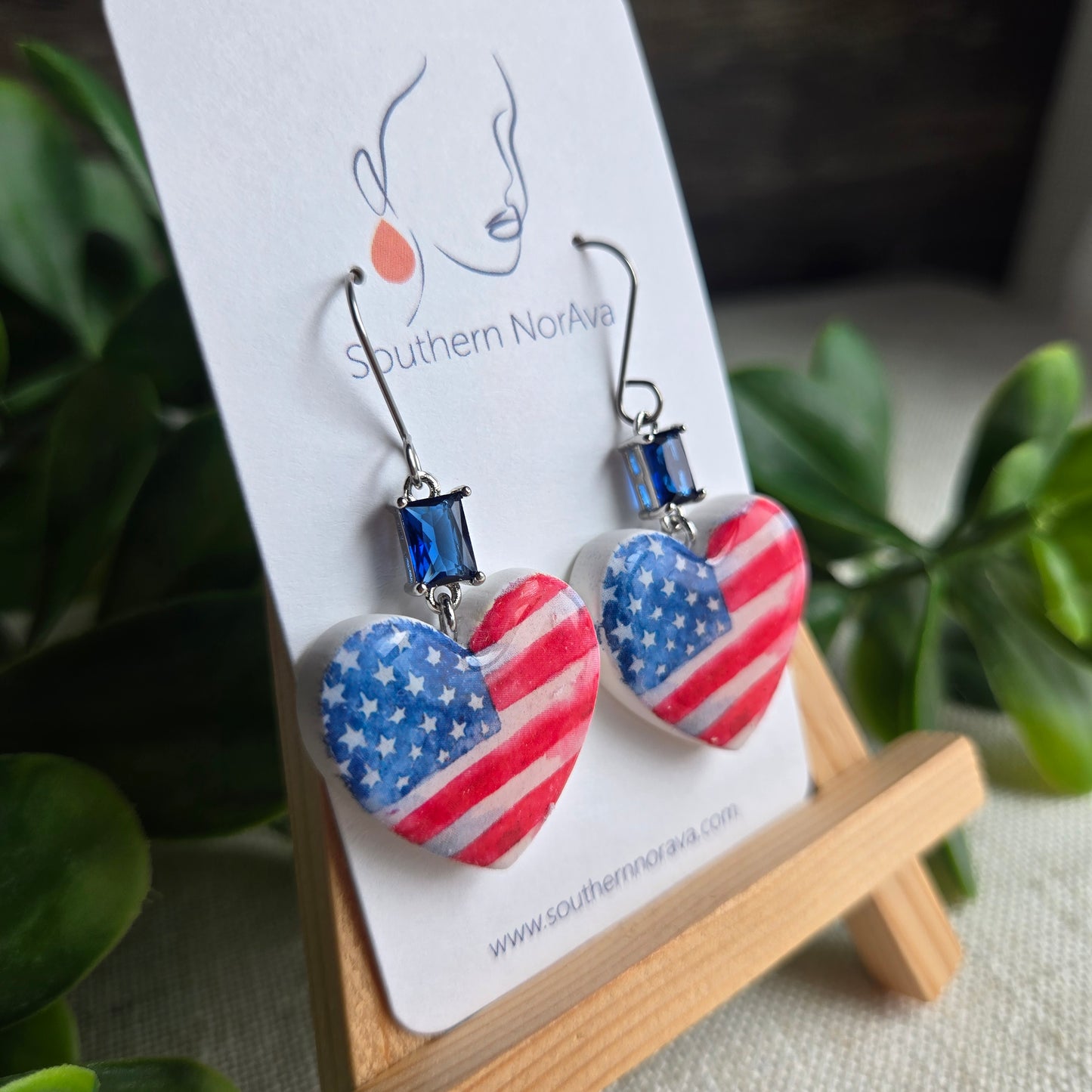 Summer Picnic - Flag Heart Dangles