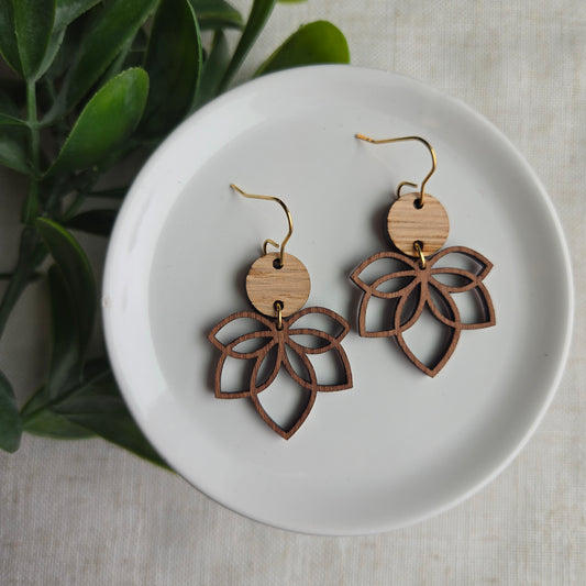 Wood - Petal Dangles - Sapele