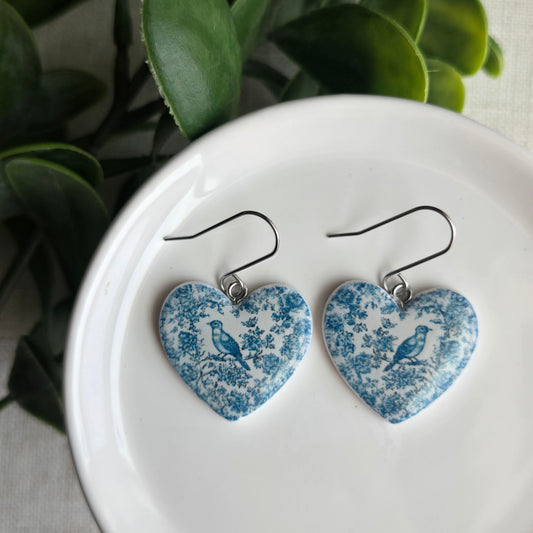 Blue Bird Heart Dangles