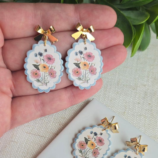 Scalloped Floral Clay Transfer Drops