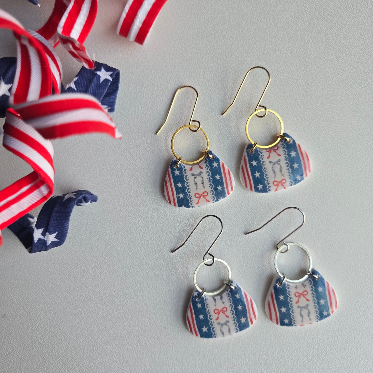 Summer Picnic - Bows and Stripes Dangles