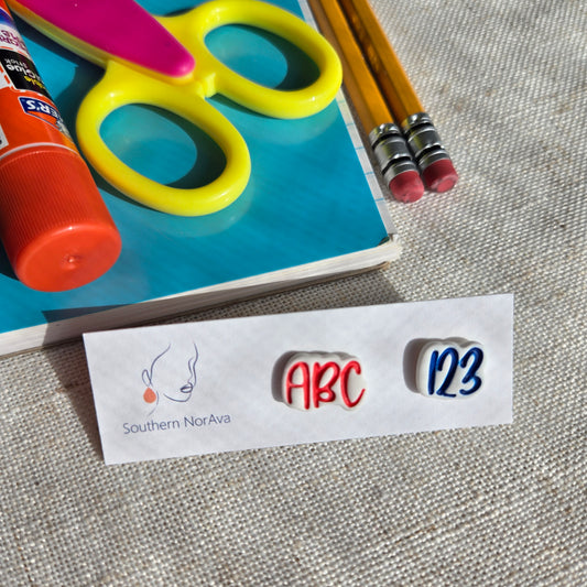 Back To School - ABC/123 Studs