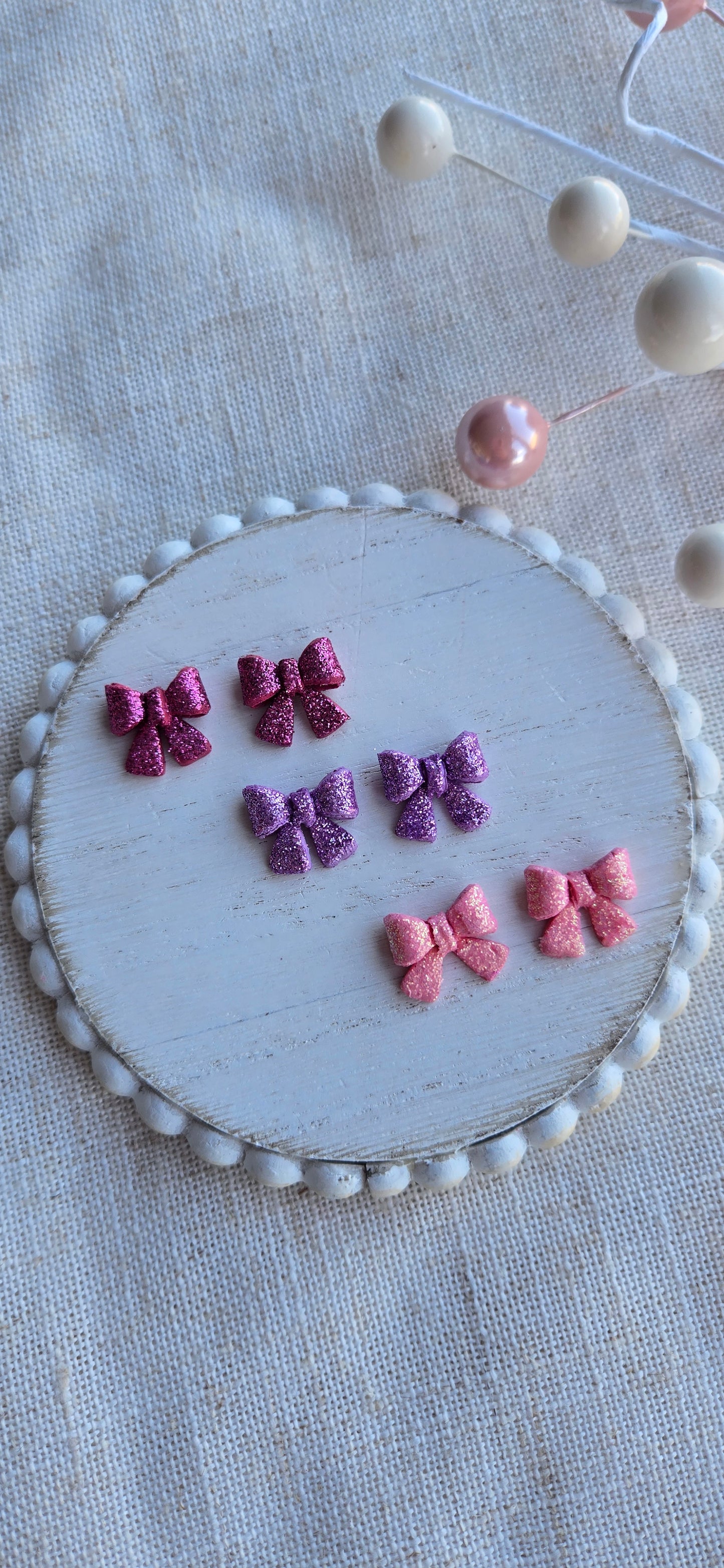 VDay 2025 - Clay Studs - Glitter Bows