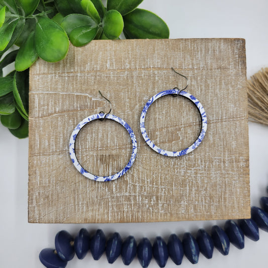 Wood Hoops - Blue China Print