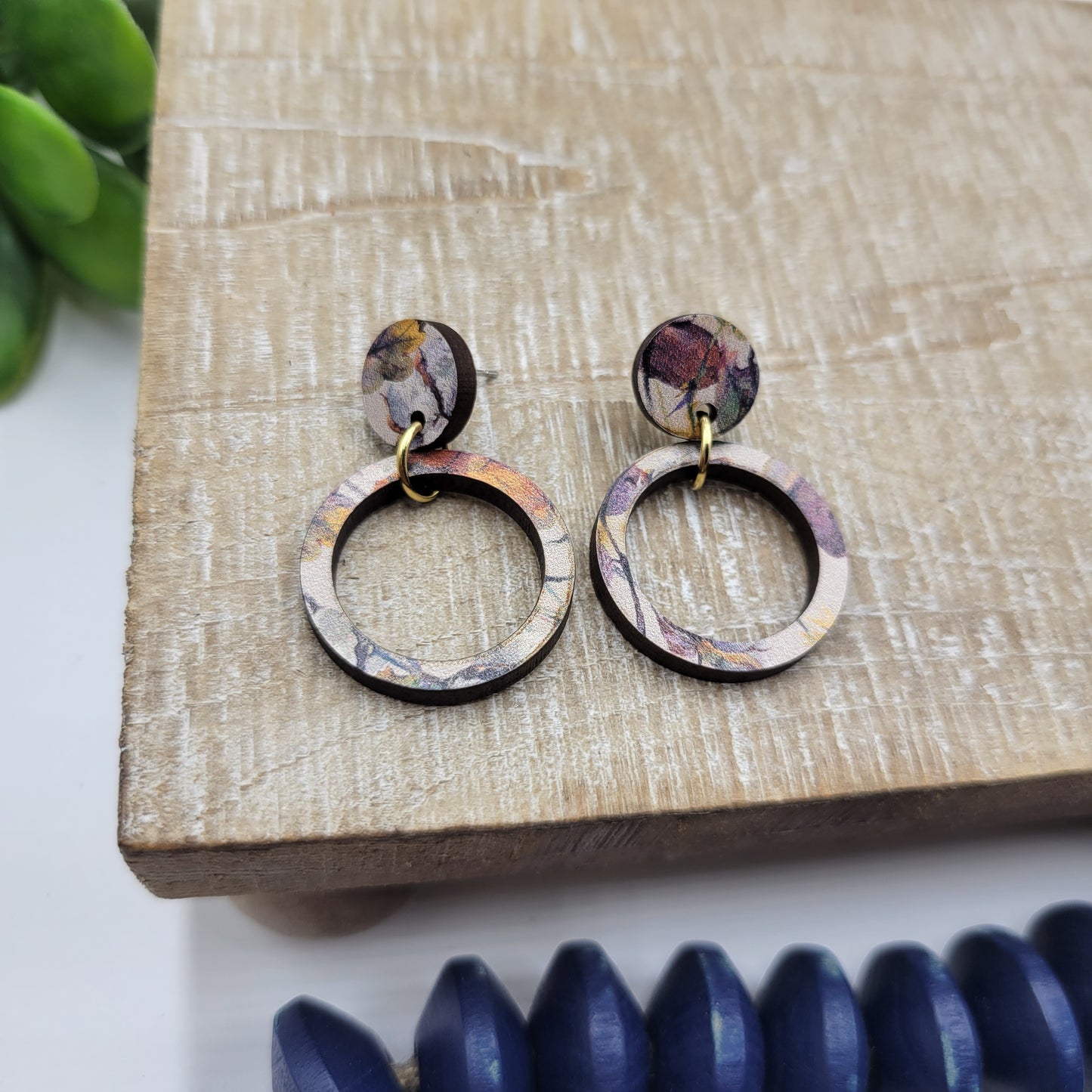 Wood Hoops - Autumn Acorn Studs