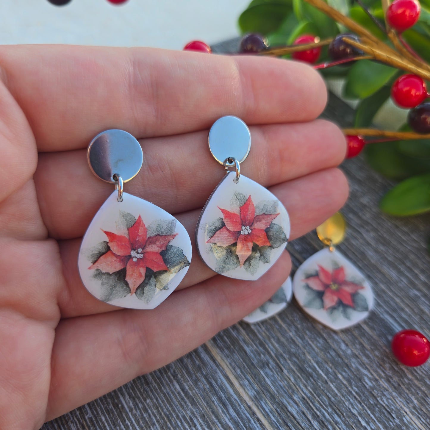 Holiday 2024 - Poinsettia Stud Dangles