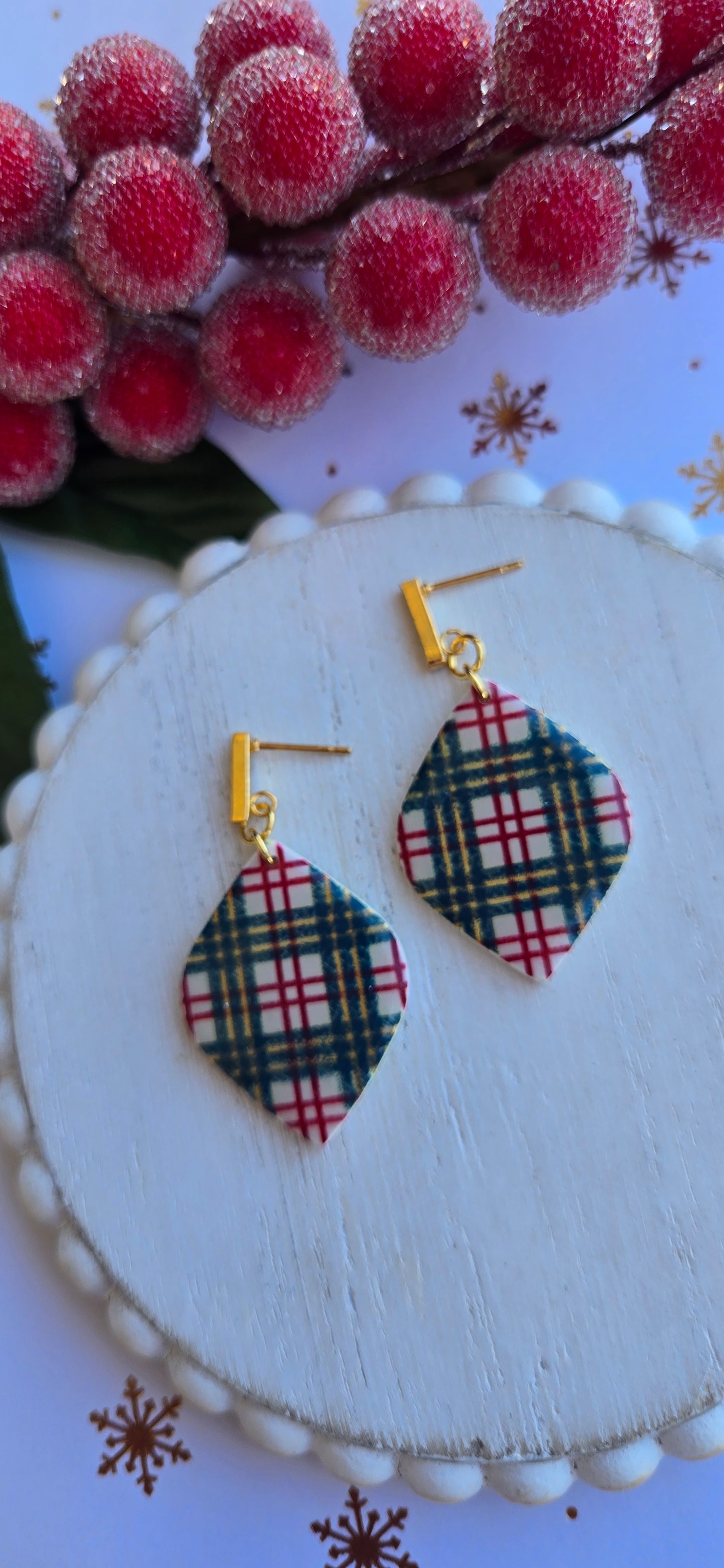 Holiday 2024 - Christmas Plaid Diamond Dangles