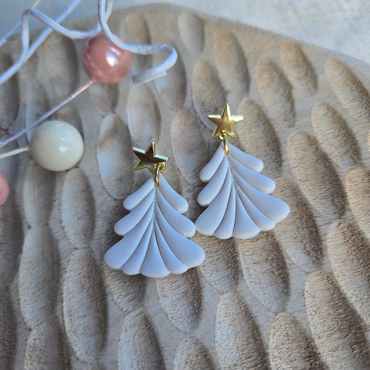 Holiday 2024 - Clay Tree Dangles - White