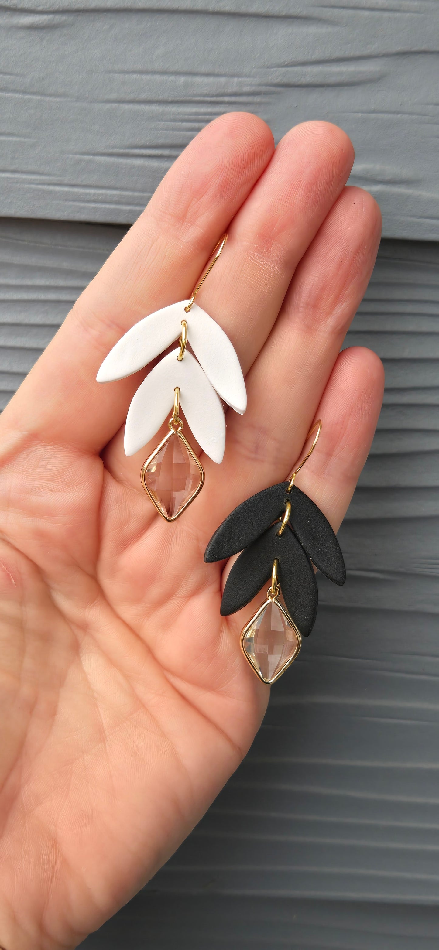 New Years Leaf Dangles with Crystal Pendant