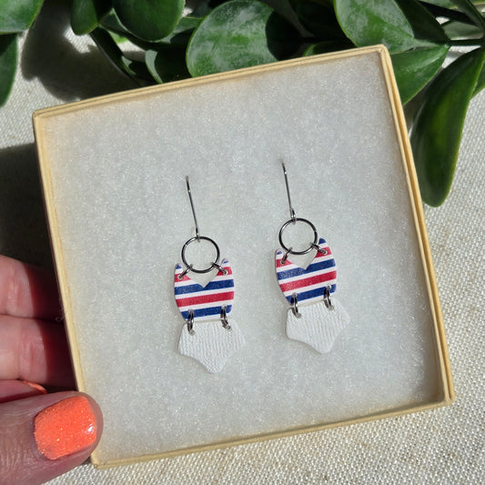 Clay Swimsuit Dangle - Patriotic Stripes