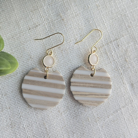 Beachy Acrylic - White Striped Circle Dangle