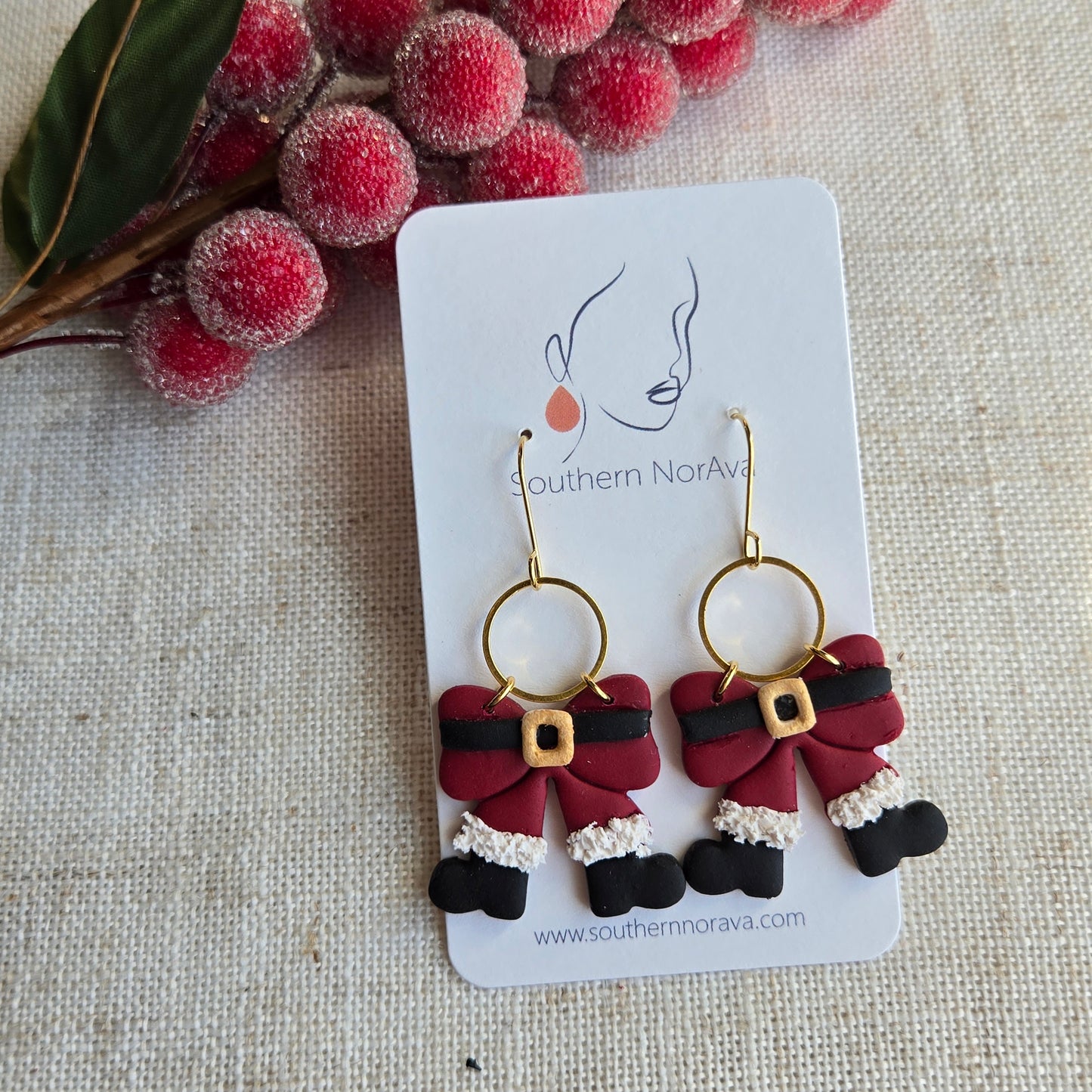 2025 Holiday - Clay - Santa Bow